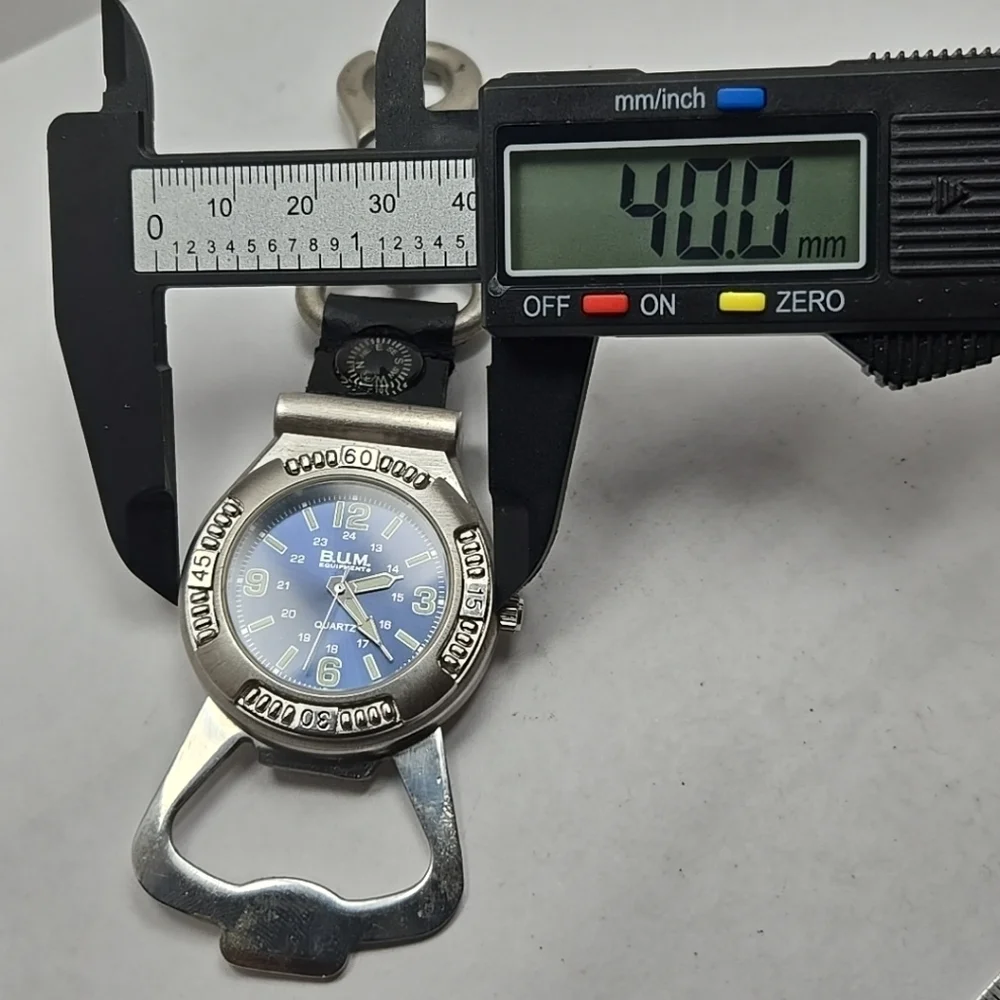 Vintage B.U.M. Equipment Bum Clip Watch Bottle Opener Compass New Battery
